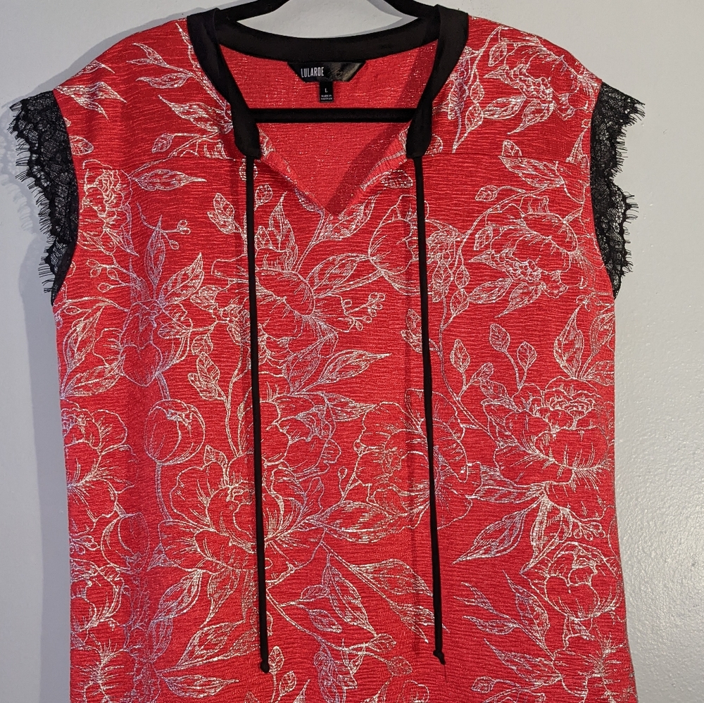LuLaRoe Grace, Elegant Collection, Women's L, Red, Black, Silver